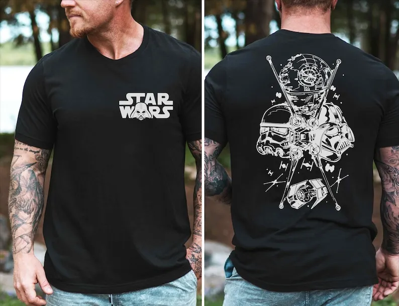 Camiseta de algodón de manga corta de Star Wars para Halloween, camiseta de Darth Vader, camisetas informales con borde de galaxia de Disney para hombres y mujeres