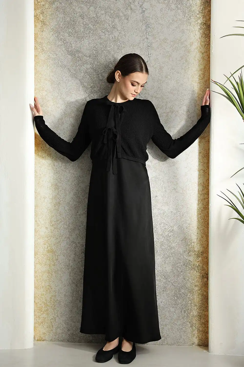 

Женский вязаный кардиган с длинными рукавами и бантами 2025, женское платье с рукавами, одинаковые кардиганы