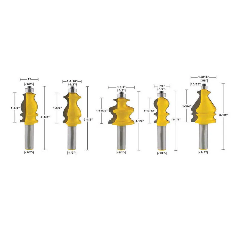 AT21-10 Bit Architectural Molding Router Bit Set-1/2 Inch Shank-Yonico 16101