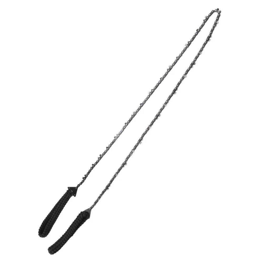 Durable 33 Teeth Pocket Chainsaw Black Folding Design Hand Rope Saw Portable 65 Manganese Steel Chain Hand Saw