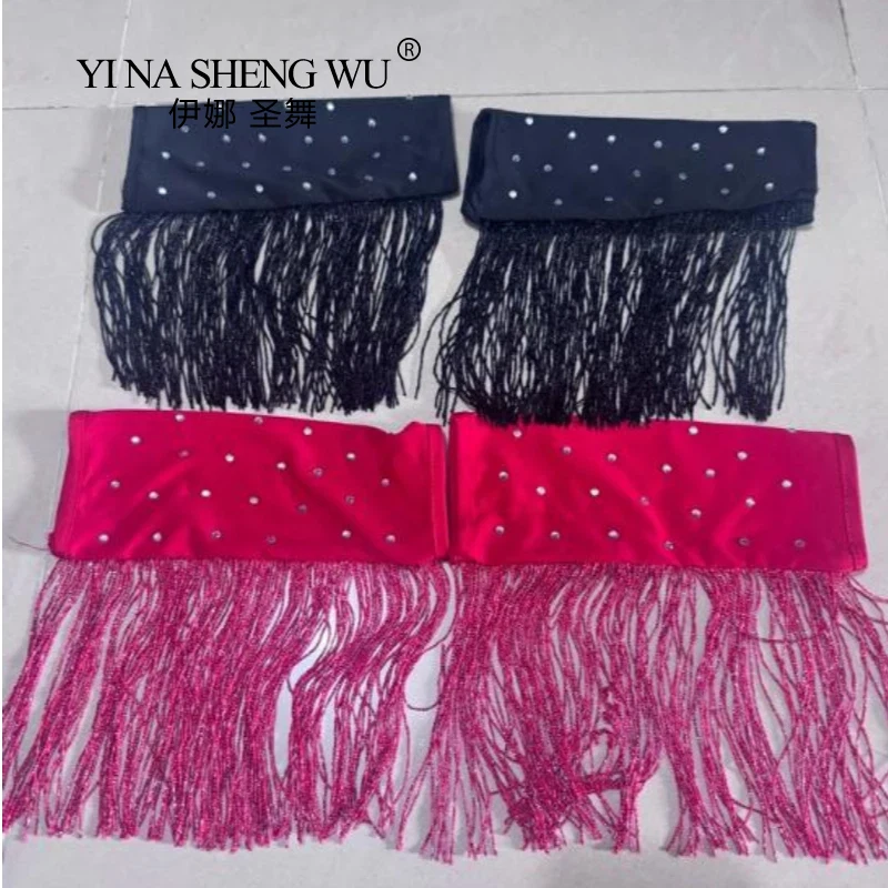 Latin Dance Sexy Fringed Sleeves Gloves Performance Stage Women's Arm Sleeves Competition Accessories Flash Drilling Rhinestone