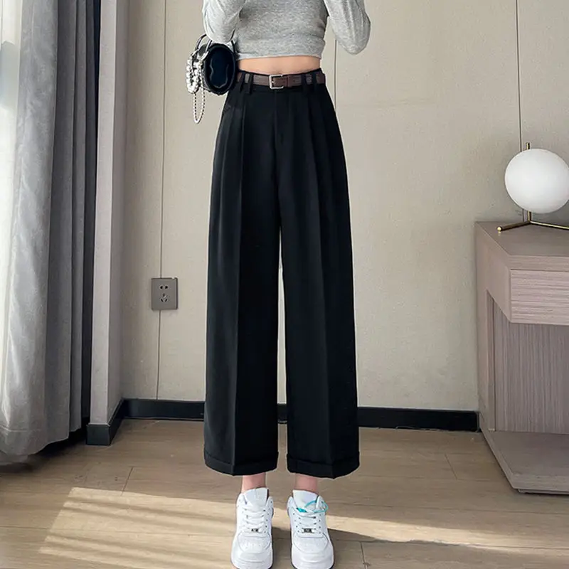 

Narrow-rolled Suit Pants for Women's New Nine-point Straight-leg Pants Design and Casual Wide-leg Pants