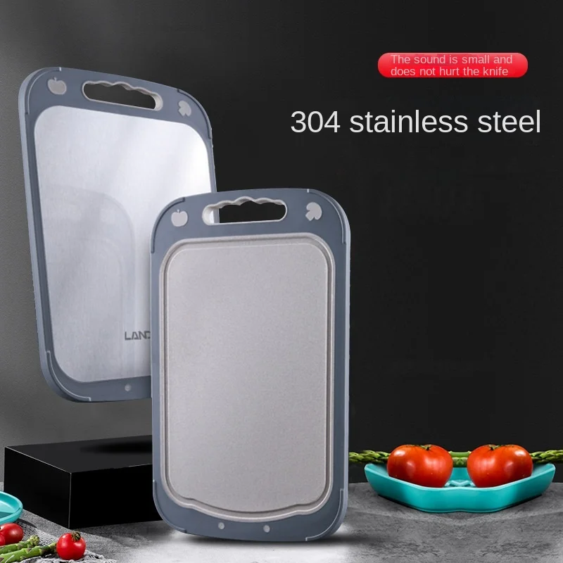 

Wheat straw/stainless steel double-sided cutting board, kitchen antibacterial and mildew chopping board