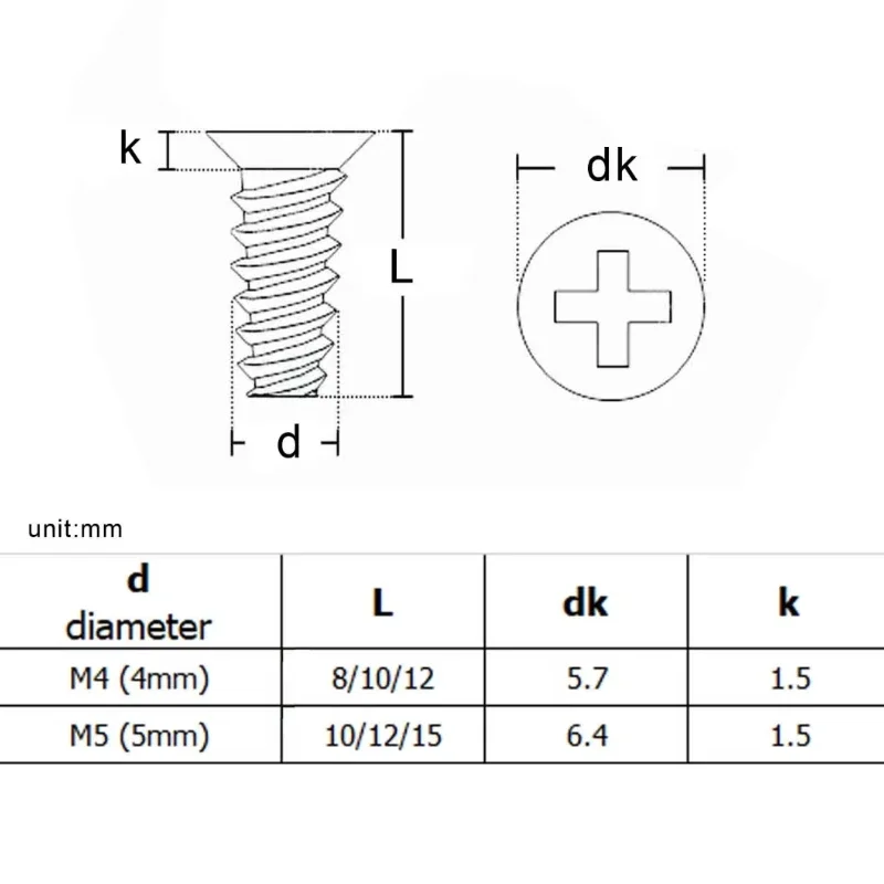M5*8*10*12*14*16mm KB Computer PC Case Cooling Fan Mount Screw Heat Dissipation Screws Fixe Flat Head Self-Tapping Flat Tail