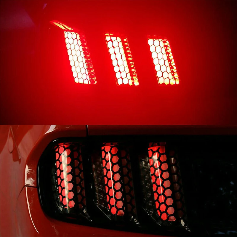 Car Honeycomb Stickers Car Stylish Tail Lights DIY Hollow Protector Decals Auto Rear Lamp Decoration Wrap Film Sticker 48*30cm