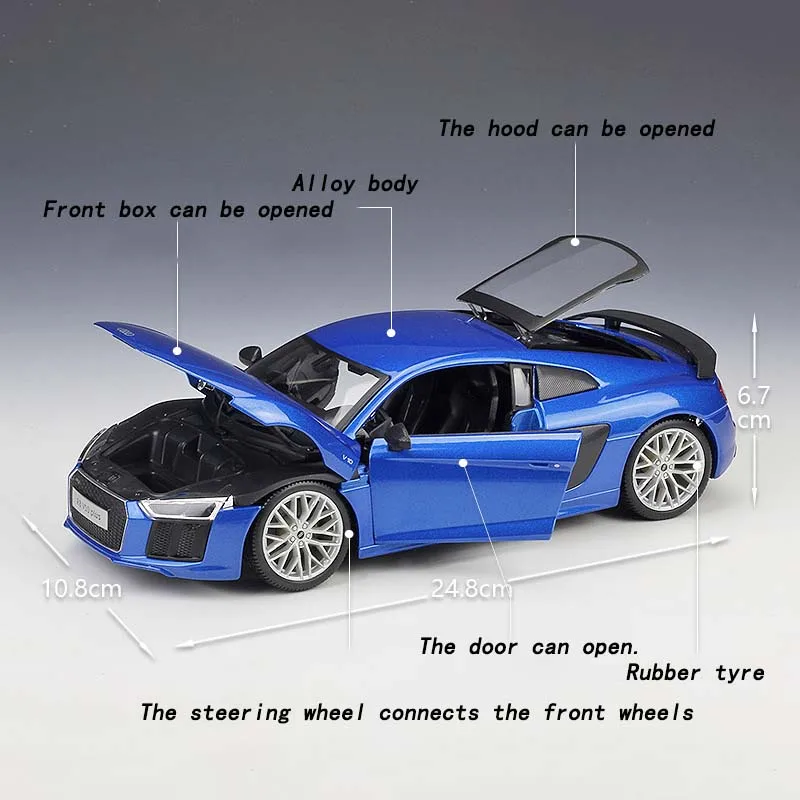 Limited Sale Maisto 1:18 Audi R8 V10 Plus Alloy Car Model Toys Die-cast Car Model Decoration Miniature Car Collectible Gift