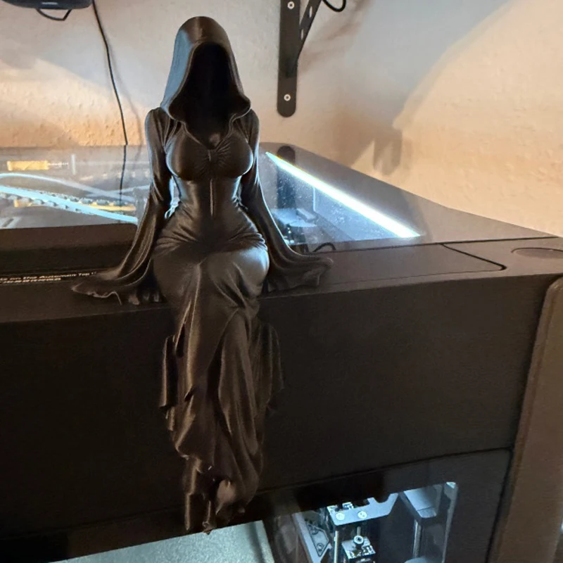Statue Of Lady Reaper Desktop Ornament Mysterious Female Sitting Posture Dark Model Handicrafts Home Office Desk Decoration Gift view 4