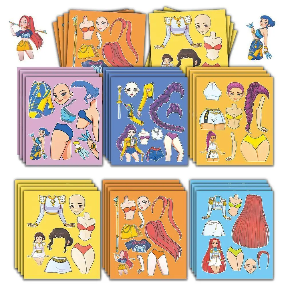 6 Blatt Kpop Demon Hunters Dress Up Aufkleber Cartoon Anime Puzzle Aufkleber Lustige DIY Puzzle Montieren Aufkleber Spielzeug