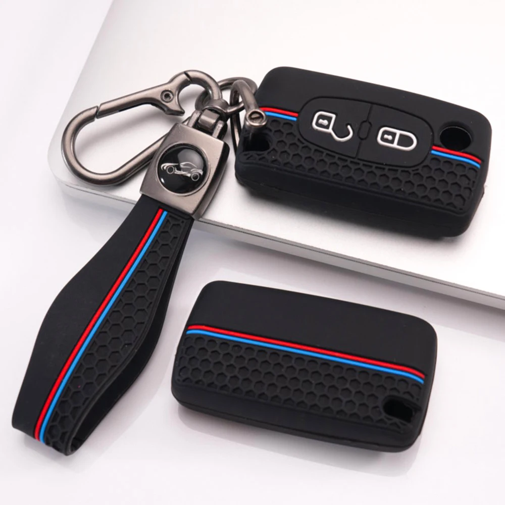 Remote Key Protector With Lanyard For Peugeot 107 206 207 307 308 407 607 807 3008 5008 Partner Expert For Citroen C2 C3 C4