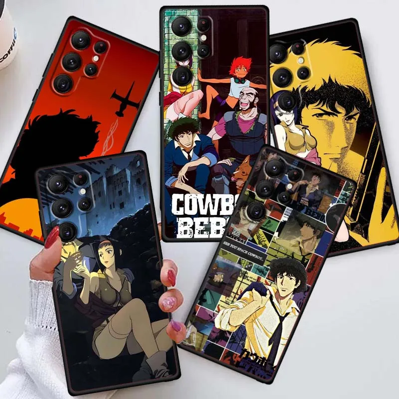 

Cartooon C-Cowboys B-bebops For Samsung Galaxy S25 S24 S23 S22 S21 S20 S10 Ultra Plus FE 5G Black Soft TPU Cover Phone Case