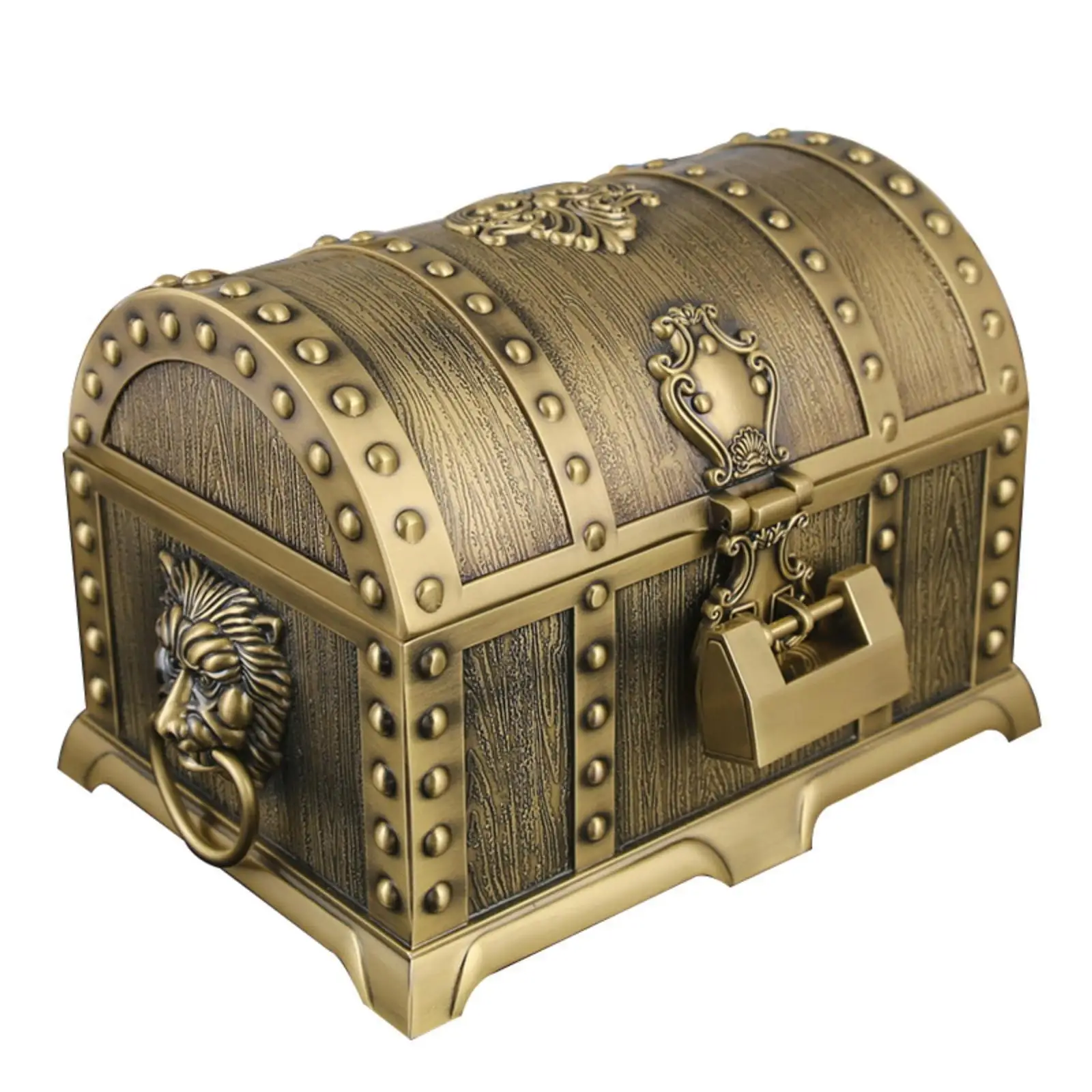 Antique Style Tabletop Jewelry Case with Aged Oil Finish and Lockable Clasp for Necklaces Earrings Keepsake Organization