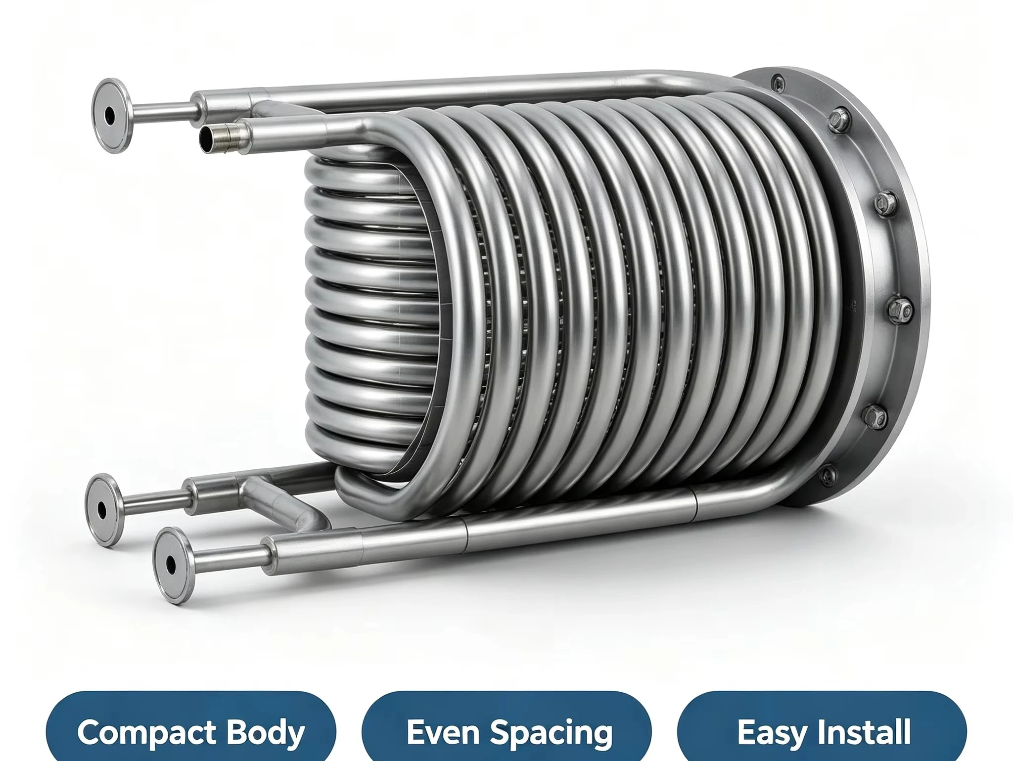 Convoluted Counterflow Wort Chiller (1.5Inch TC, 1/2