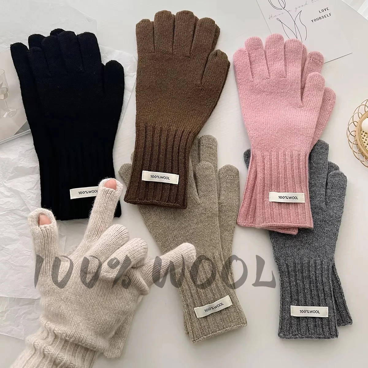 inverno-100-woo-luvas-senhora-touchscreen-dedo-buraco-inverno-outono-feminino-quente-comprimento-do-pulso-classico-luvas-de-malha-feminino-mitten