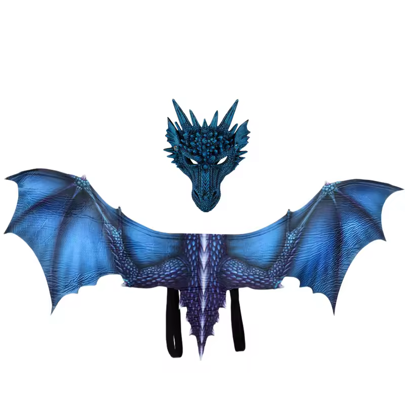 Adult Halloween Decoration Carnival Party Animal Costume Dragon Cosplay Masquerade Face Mask and Wings - Image 7