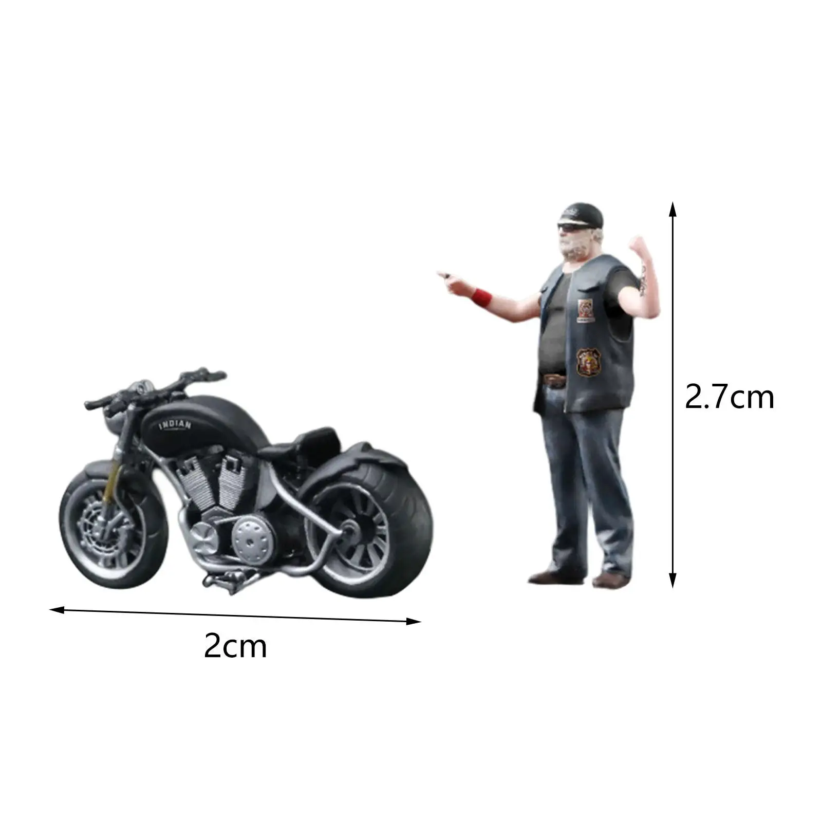 1/64 Scale Motorcycle Man Figure Resin Miniature Painted Figure for DIY Scene Dollhouse Photography Props Diorama Decoration