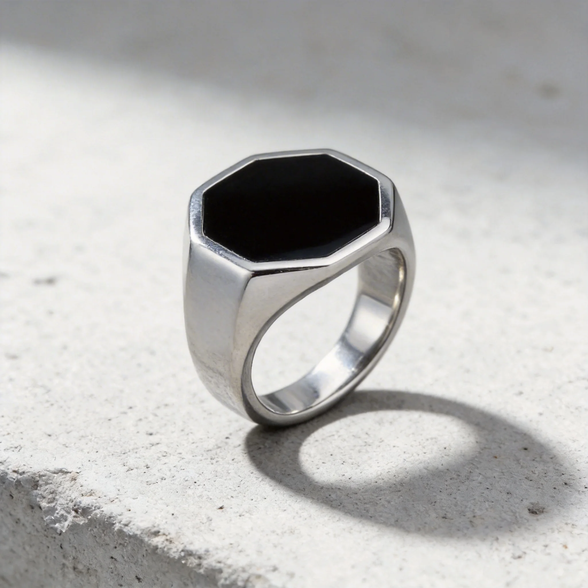 Punk Rock Stainless Steel Signet Ring  for Women And Men Cool Business Casual Finger Jewelry Party Gifts