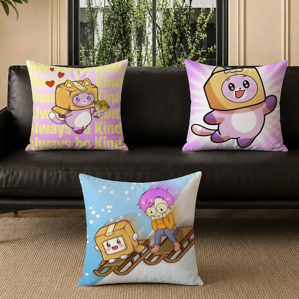 Cartoon L-Lankybox Cushion Cover Washable Soft Thick Cushion Cover Decorative Pillowcase for Sofa Living Room Home