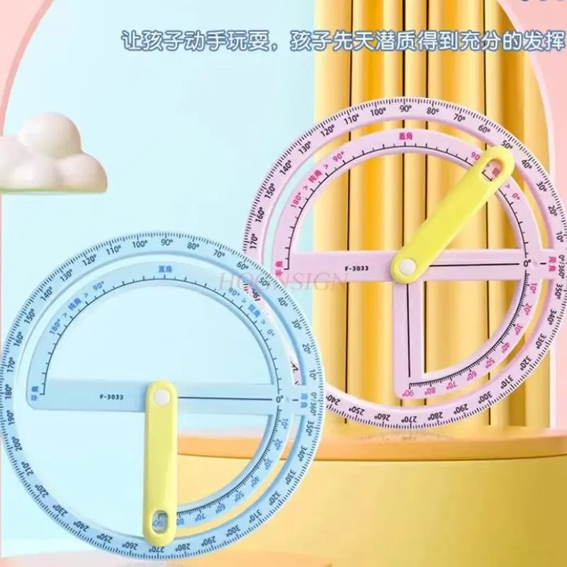 

1pcs Elementary school protractor, teaching aids, 360 degree activity angle, student specific map reading, homework ruler