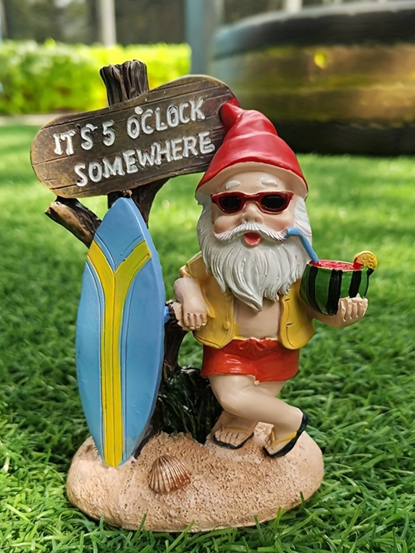 1pc Surfboard Gnome Ornament Summer Garden Ornament Gnome Garden Decorative Ornament Statue Decoration