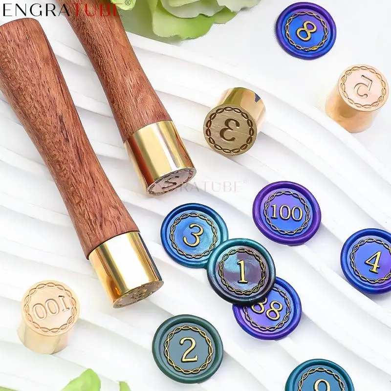 15mm Mini Number 1-999 Sealing Wax Stamp Brass Replace Heads With Wood Handle For DIY Envelope Card Wedding Gifts Scrapbooking