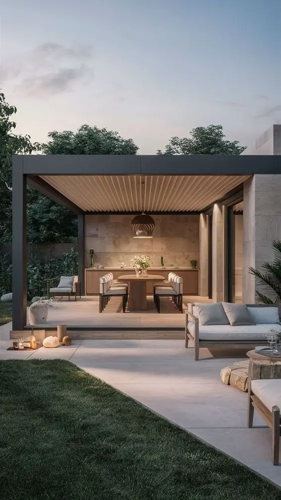 

Outdoor Waterproof Simple Aluminum Pergola Retractable Louvered Roof with Garden Pavilion 3x3 3x4 4x3 Customised Sizes Pergolas