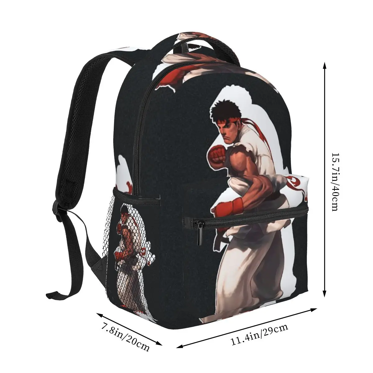 Ryu Street Fighter II Turbo Hyper Fighting Backpack Student Boys Girls BookBag Children School Bag Shoulder Bags for Men Women