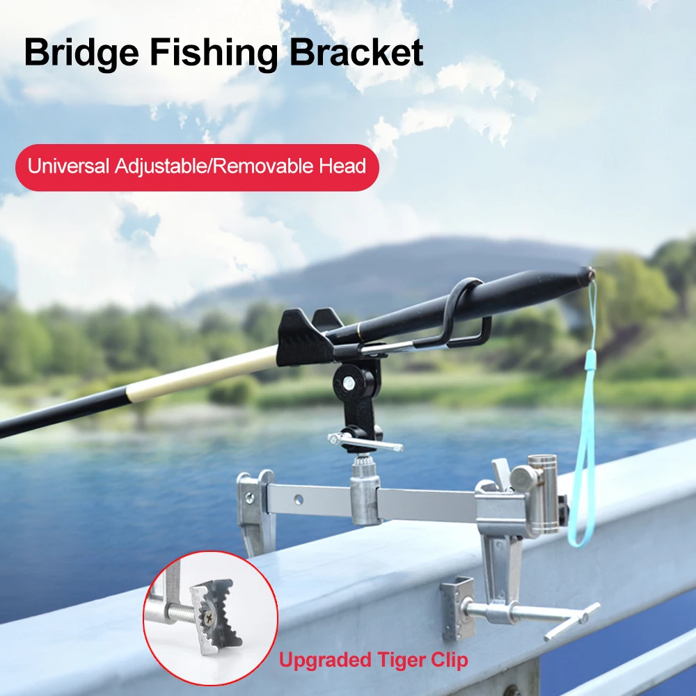 Boat Fishing Rod Fishing Support Holder Adjustable 360 Clamp On Type Racks Bracket Bridge Railing Hand Pole Sea Pole Turret