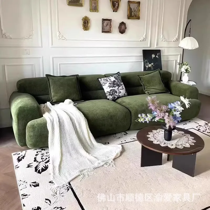 French retro valley sofa living room 2026 new small apartment removable and washable chenille fabric straight row sofa