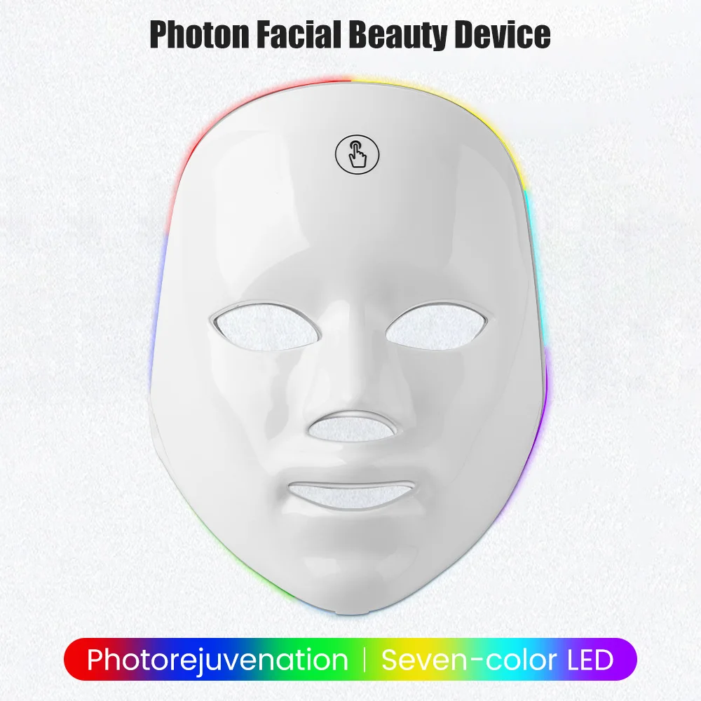 7 Colors LED Facial Mask Photon Therapy Face Skin Care Mask Anti Acne Therapy Skin Rejuvenation Wrinkle Removal Face Beauty Mask