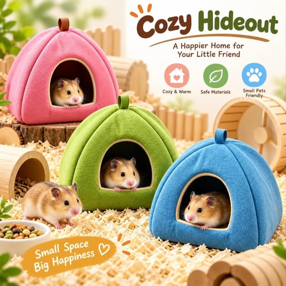 Cotton Line Guinea Pig House Hanging Loop Scratchable Surface Small Pet Bed Soft Lining Breathable Chinchilla Hamster Cage