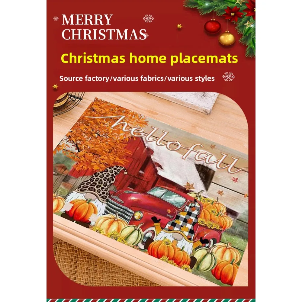 

Celebratory Atmosphere Linen Heat Insulation Leave-in Placemat Anti-scalding Tableware Table Top Protection Coffee Table Mat