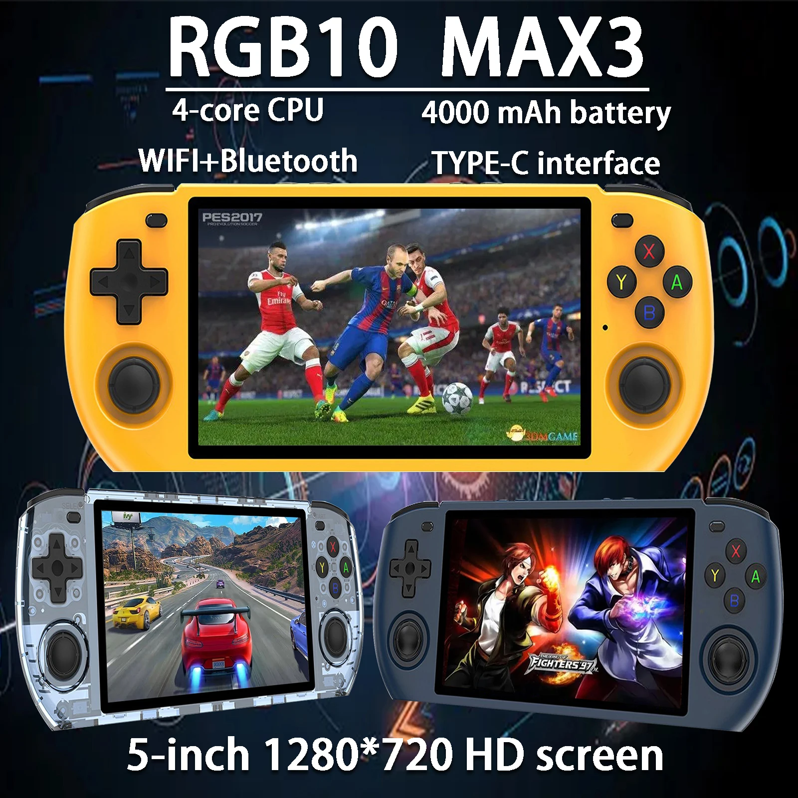 POWKIDDY RGB10 MAX3 5.0 Inch 1280*720 Ips Screen Retro Video Handheld Game Console Open Source Linux Jelos Children's Gifts