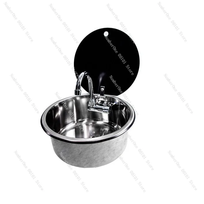 RV sink with cover kitchen wash basin vegetable basin folding clamshell single slot