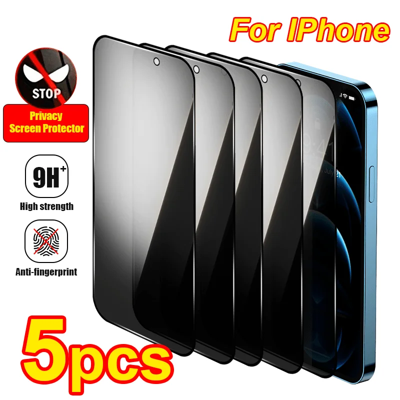 5 Stück Anti-Privacy Displayschutzfolie für iPhone 16 15 14 Pro Max Plus 13 12 Pro Max Anti-Peeping Displayschutzfolie gehärtetes Glas,