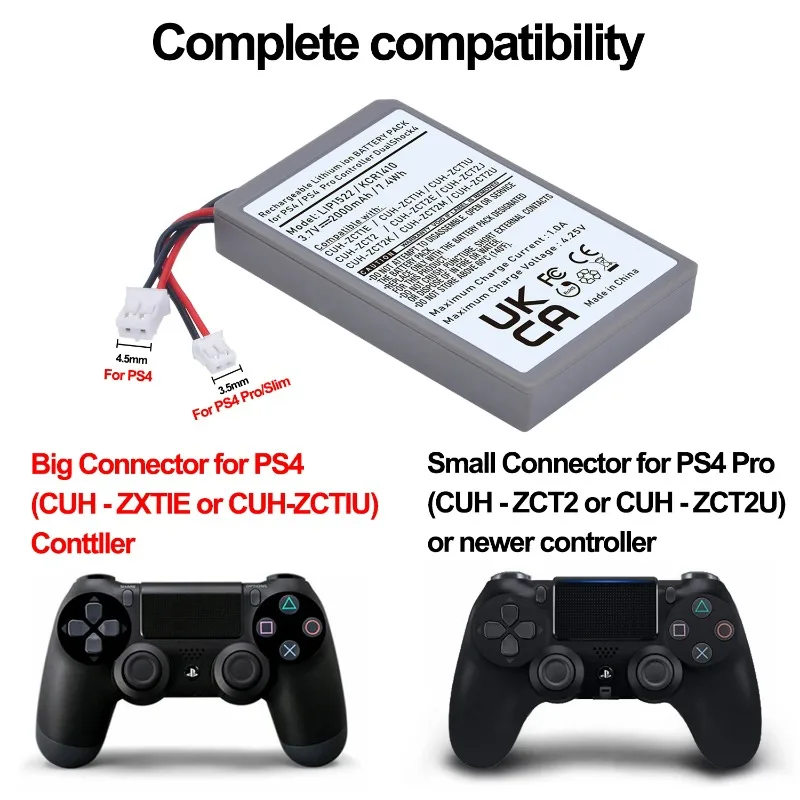 New LIP1522 KCR1410 2000mAh 3.7V Controller Battery for Sony Playstation 4 Dualshock4 V1 V2 Gamapad CUH-ZCT2 CUH-ZCT2E CUH-ZCT1E