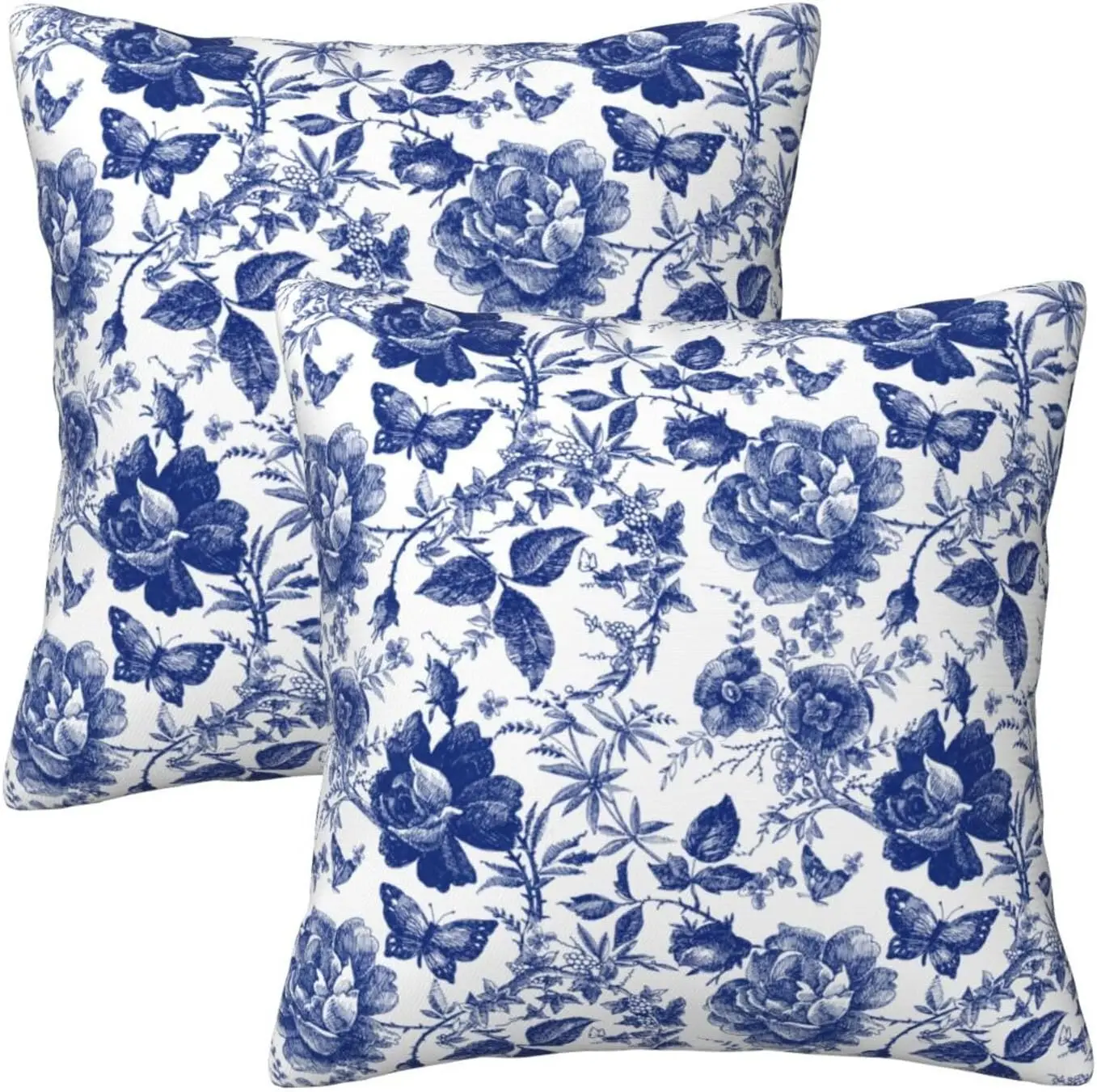 

and White Porcelain Floral Butterfly Pillow Covers 18x18 in Vintage Chinoiserie Couch Pillow Case Sets of 2 Modern Decorative Sq