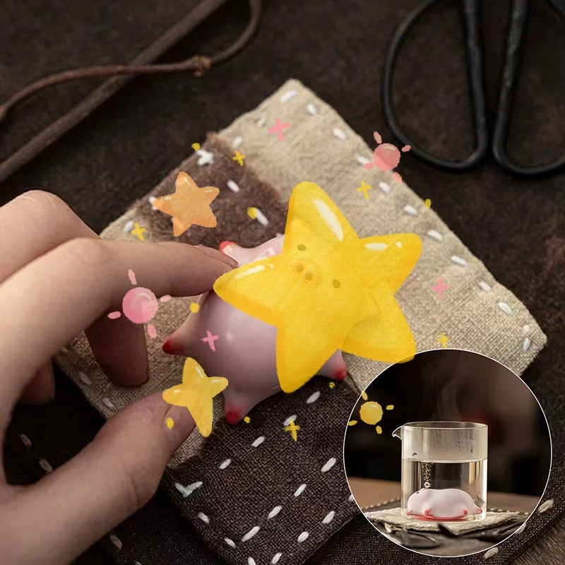 

Bubbling Tea Pet Piggy Cartoon Ceramic Tea Cup Little Pig Spit Bubbles Water Mug Funny Gift Home Decoration Tea Accessories