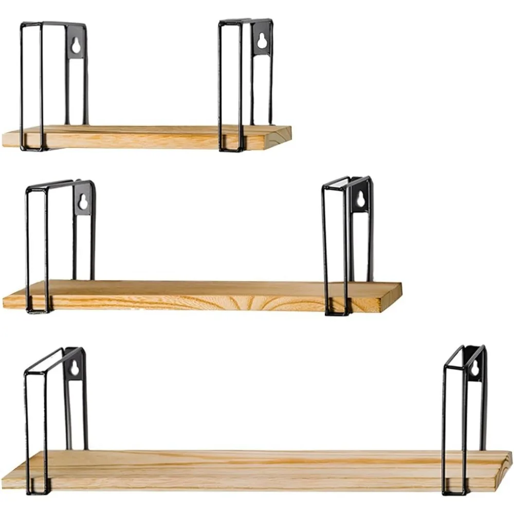 

Floating Shelves for Wall | Set of 3 Sturdy Storage Wooden Shelves for Kitchen, Bathroom & Living Room | Easy to Install Multip
