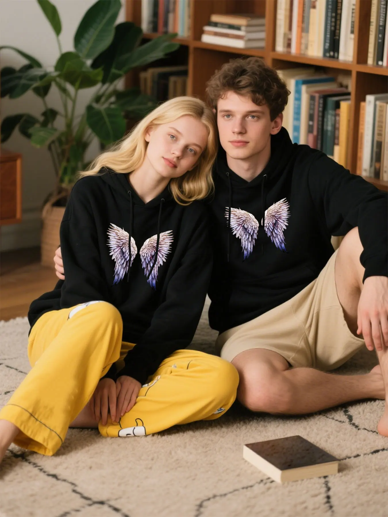 Sudadera con capucha de algodón suave con estampado de alas de ángel para regalo de Navidad