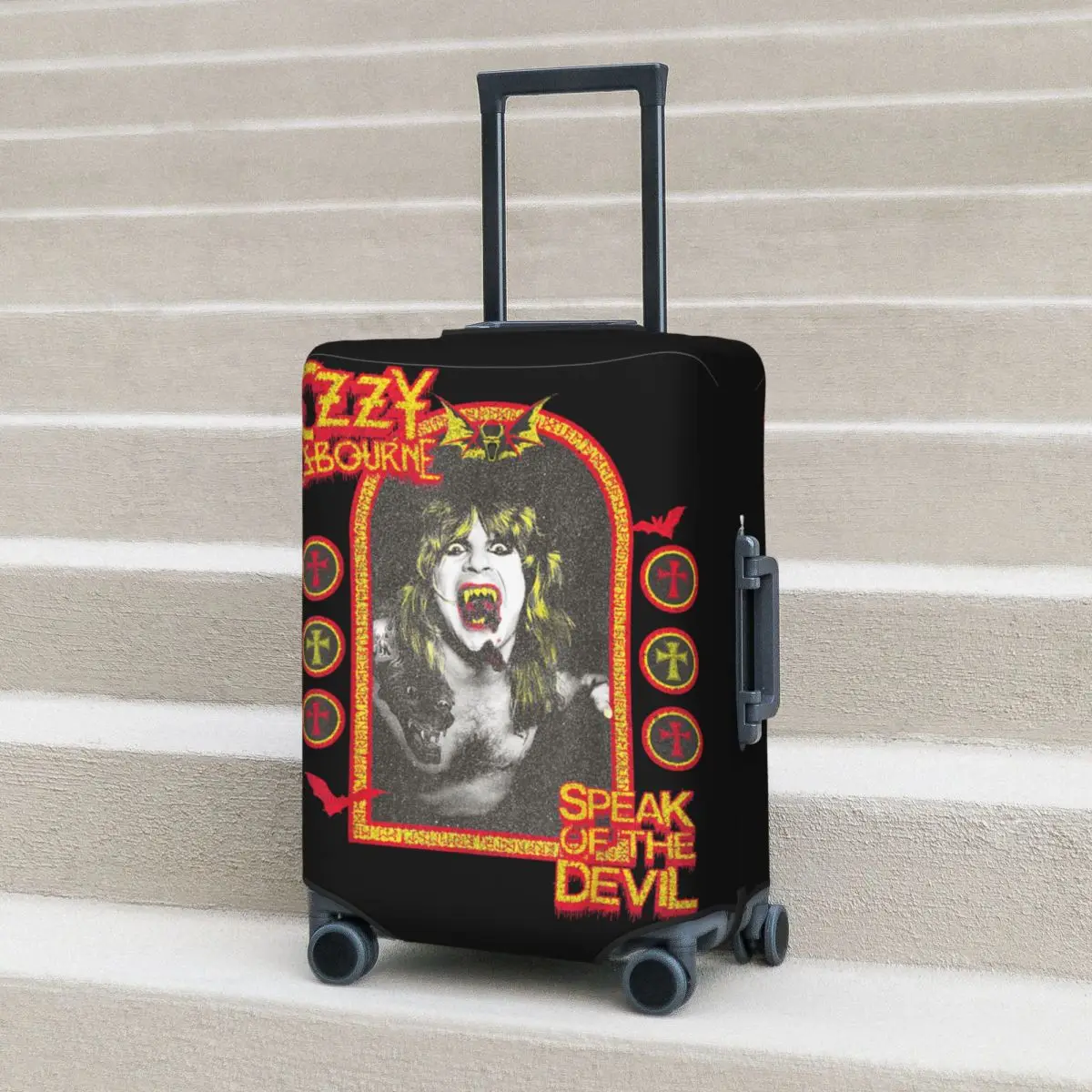 

Heavy Metal Rock Ozzy Osbourne Speak Of The Devil Ringer Suitcase Cover Business Flight Elastic Luggage Accesories Protector