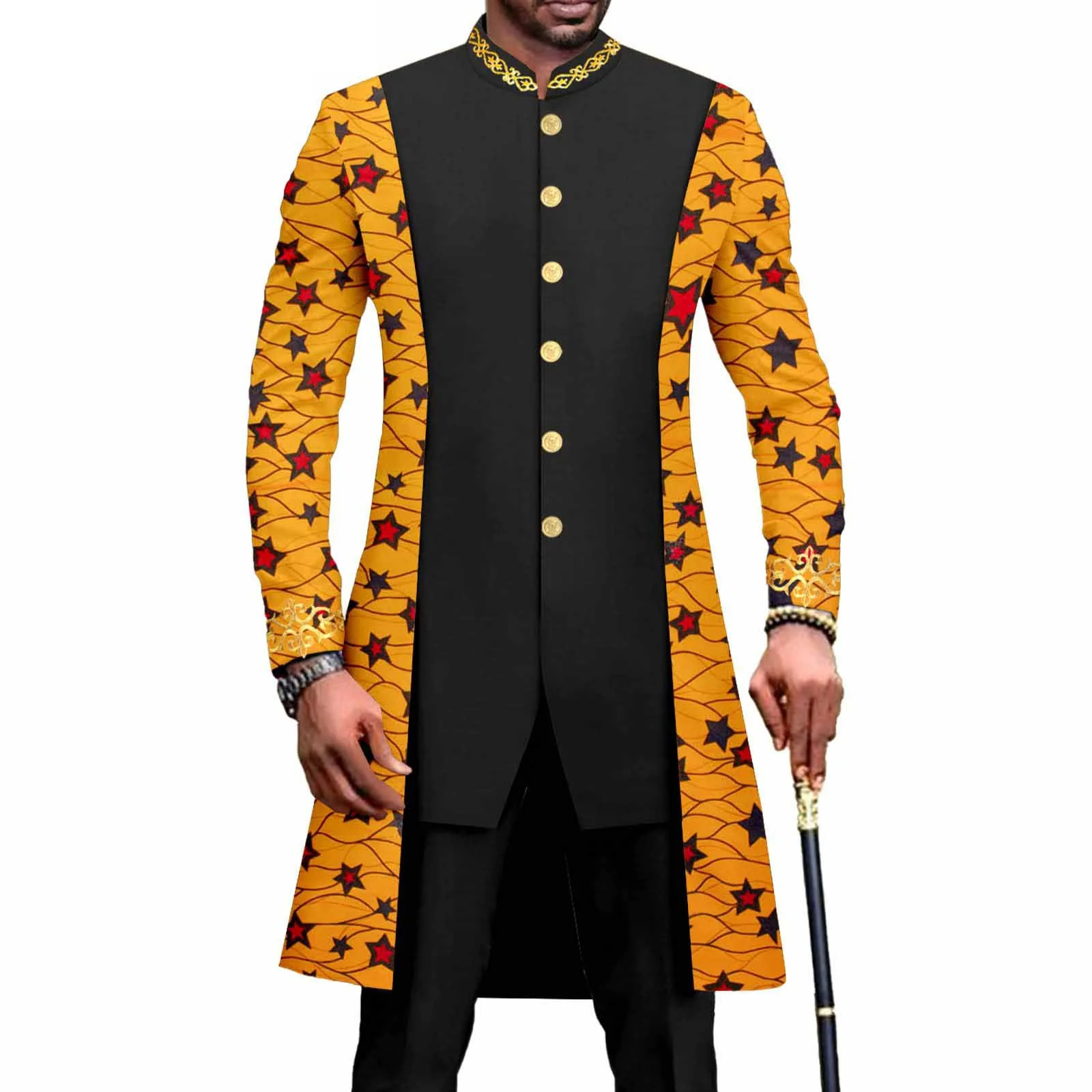 New Men`s Bussiness Suit Slim Fit Embroidery Blazer and Trousers 2 Piece Set Print Outfits Bazin Riche African Clothes