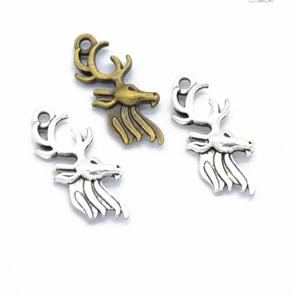 

70Pcs 27*12m Metal Bronze Silver Deer Head Charms Pendant For Jewelry Making Bracelet Charms Supplies For Jewelry F0957