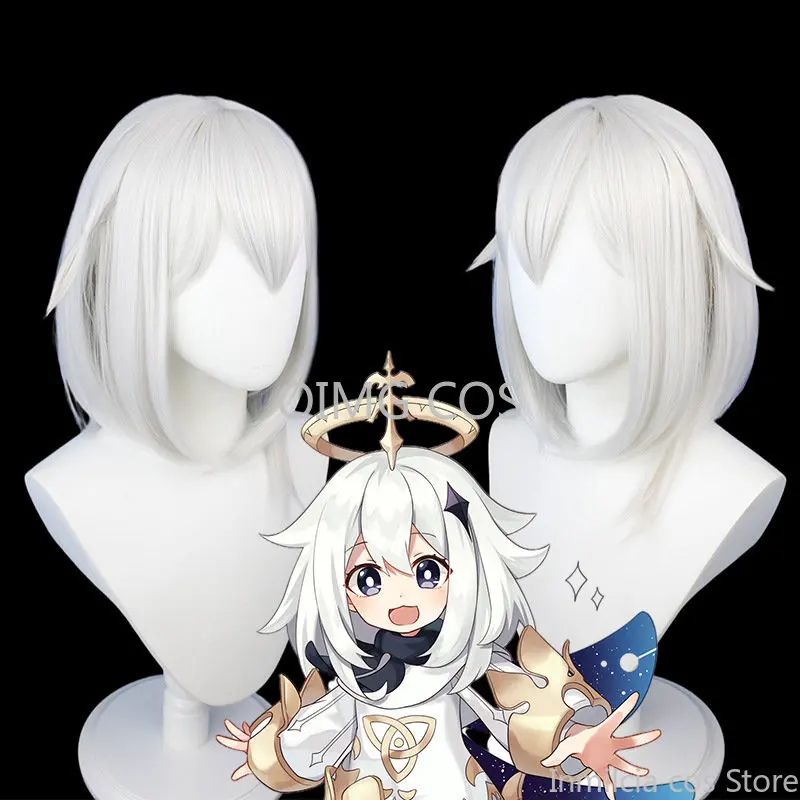 

Genshin Impact Paimon Cosplay Wig Anime Halloween Costumes for Women Game