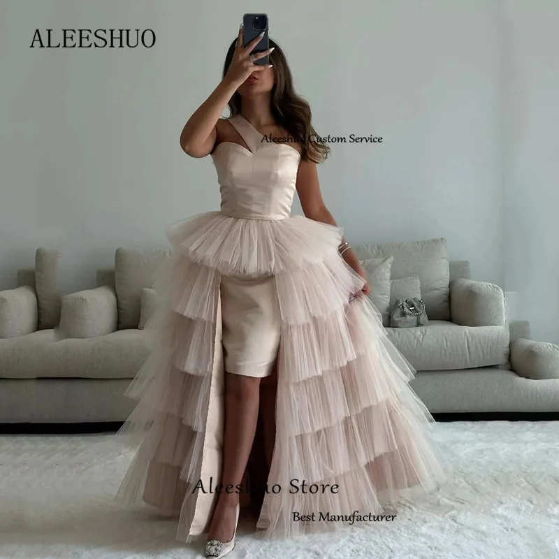 Cleeshuo-Robe de Soirée en Tulle Rose, Tenue de Bal Plissée à Plusieurs Niveaux, Formelle, Éducative