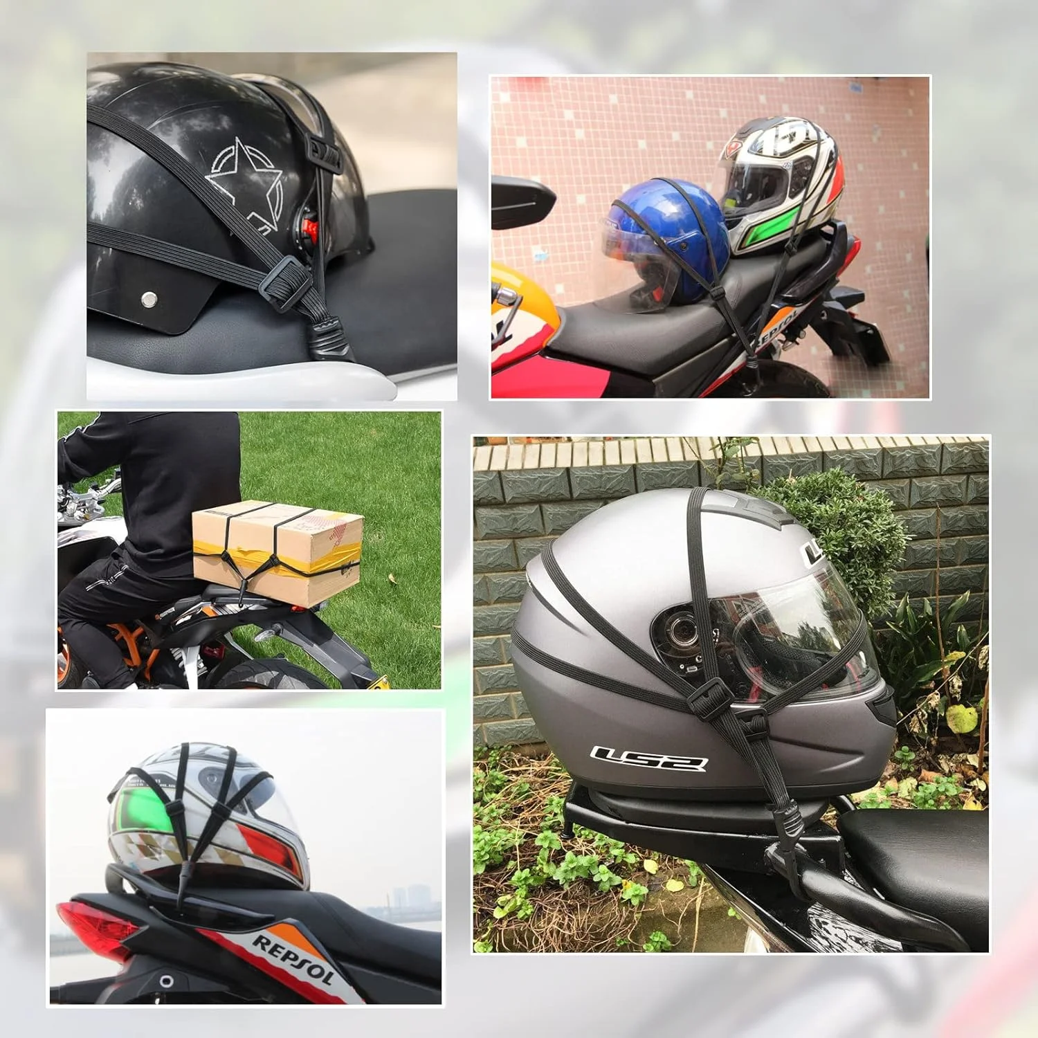 伸縮性のあるバイク用荷物ストラップ メッシュネットバッグ ヘ - Motorcycle Gear Companies のレビューと価格