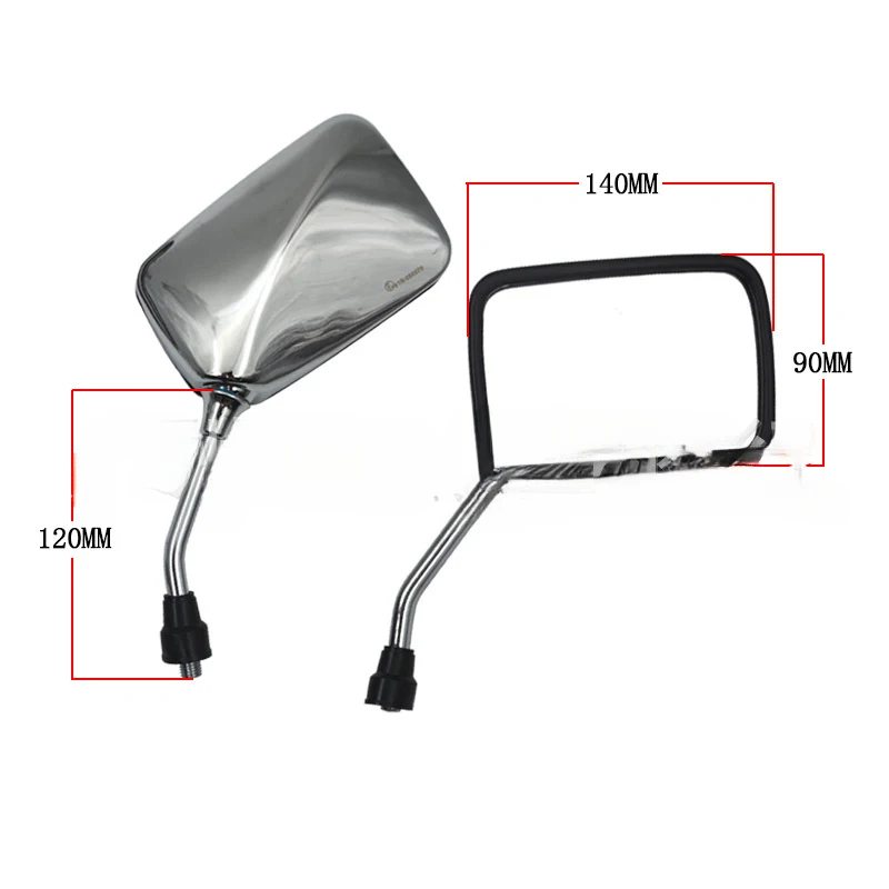 CM125 Motorcycle Large Metal Reflective Surface 10MM Universal Rearview Mirror With Wide Field Of View
