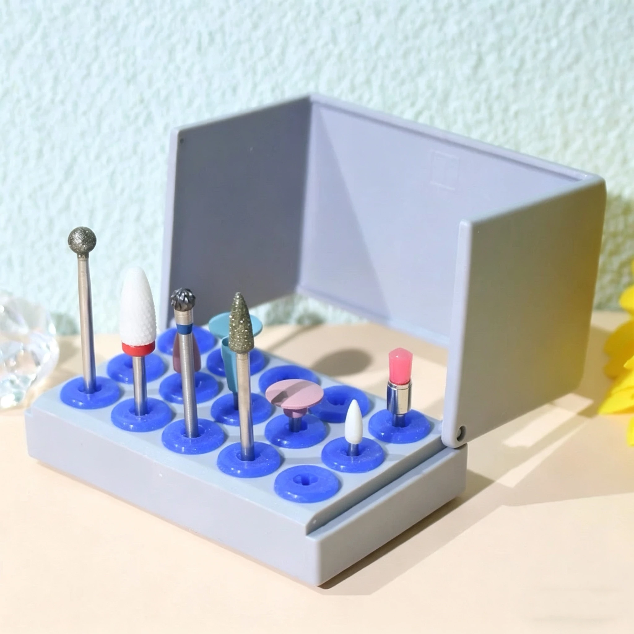 Dental Disinfection Box Implant Ultrasonic Scaler Tips Holder Stand Low Speed Burs 15 Holes Organizer Box Dentistry Equipment