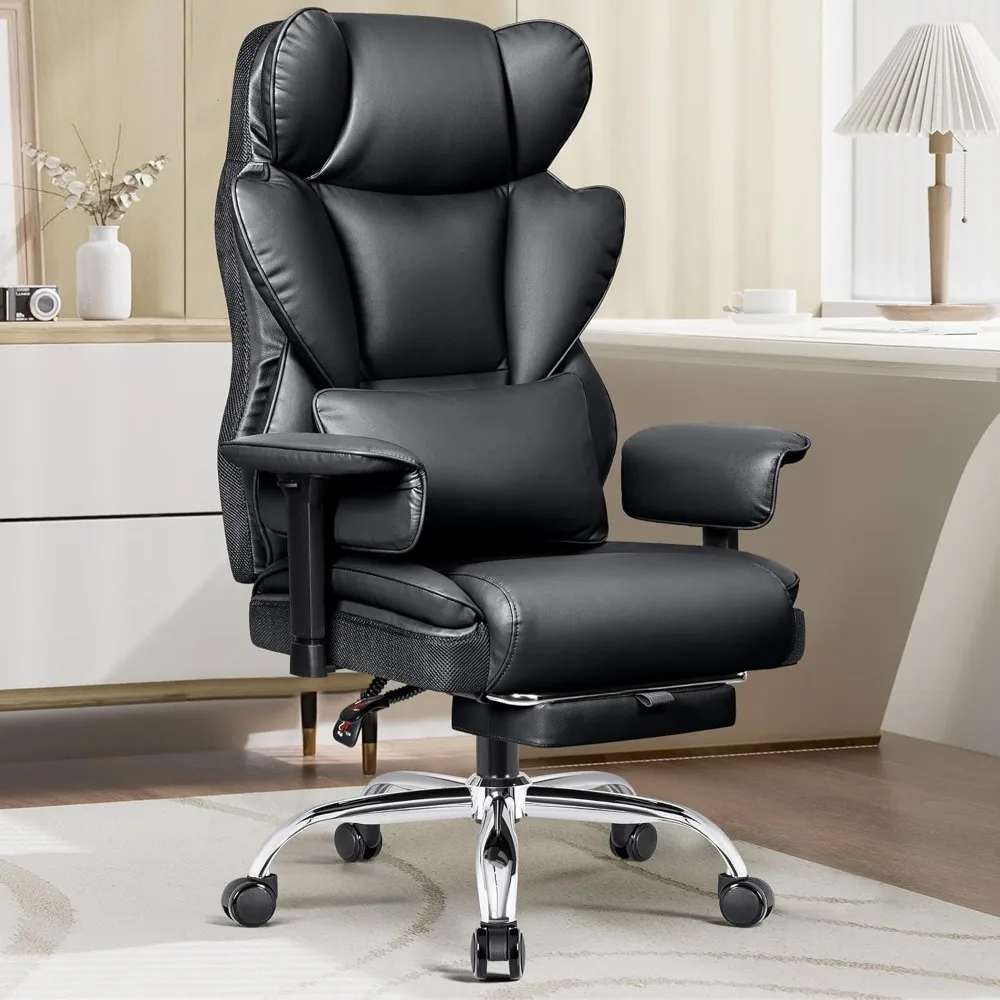 

Big and Tall Office Chair - Heavy Duty 400 LBS Executive Chair with Lumbar Support & Foot Rest, High Back Ergonomic Desk Chair,