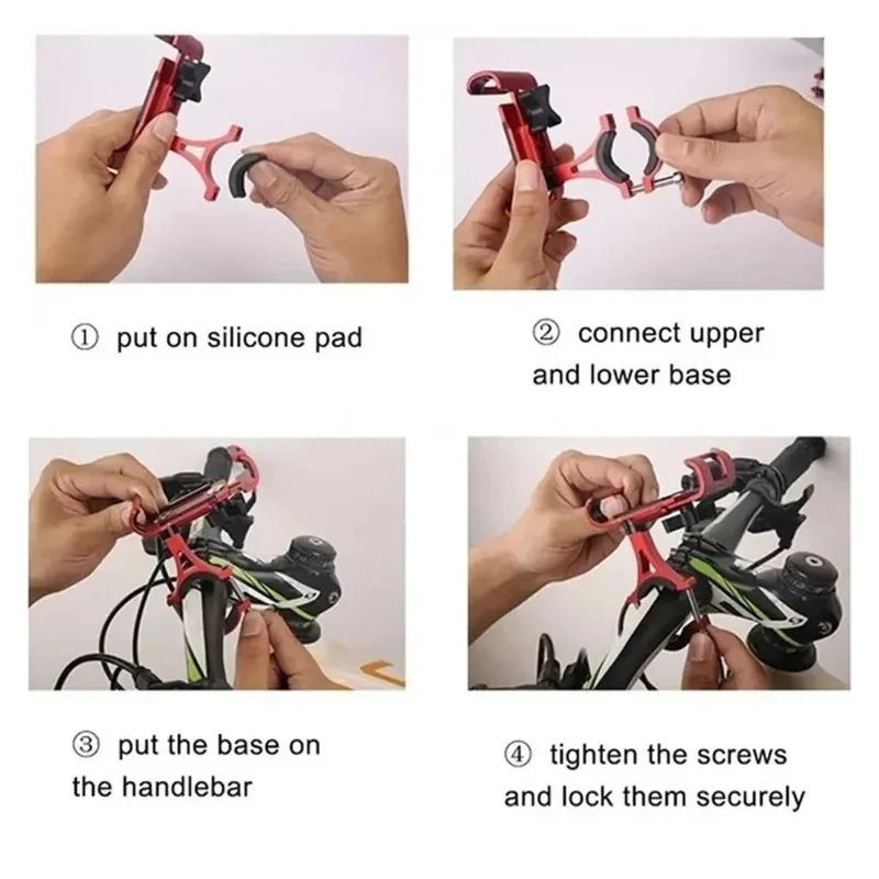 Universal Shockproof Motorcycle Bicycle Handlebars Aluminum Alloy Anti-slip Bracket for Phone Holder 360 Rotate GPS Clip Bike