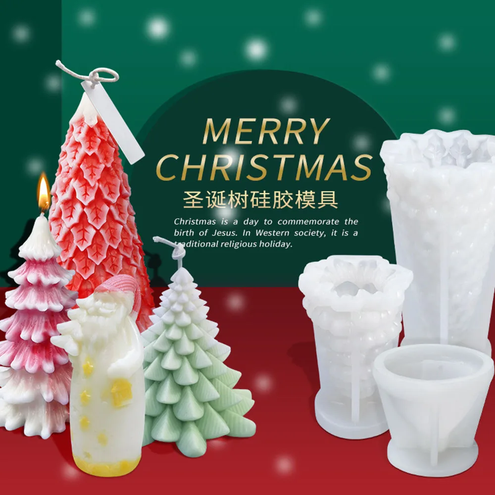 

Christmas Party Candle Molds Epoxy Resin Silicone Mold 3D Christmas Tree DIY Aromatherapy Candles Handmade DIY Art Gift